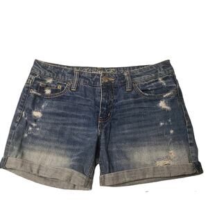 American Eagle blue Live your Life distressed denim shorts size 2